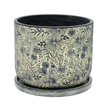 J72 KVETINÁČ + MISKA LIVA ŽL./ČIERNA 44H36CM XL - Mrazuvzdorná | FLORASYSTEM