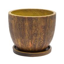 J90 KVETINÁČ + MISKA OKRÚHLY LINCY TM.HNEDÁ 37H30,3CM L - FLORASYSTEM