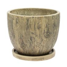 J88 KVETINÁČ + MISKA OKRÚHLY LINCY HNEDÁ 24H19,6CM S - Mrazuvzdorná | FLORASYSTEM