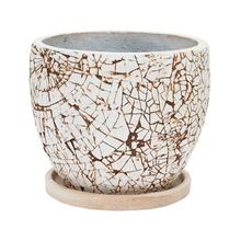 J98 KVETINÁČ + MISKA OKRÚHLY BIELO/ČIERNA 44xH36CM L - Mrazuvzdorná | FLORASYSTEM