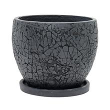 J99 KVETINÁČ + MISKA OKRÚHLY ČIERNA CYLINDER 24xH19,6CM XS - Mrazuvzdorná | FLORASYSTEM