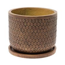 J11 KVETINÁČ + MISKA LUCY TM.HNEDÁ  44xH36CM XL - Mrazuvzdorná | FLORASYSTEM