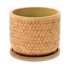 J12 KVETINÁČ + MISKA LUCY SV.HNEDÁ  30xH24,5CM M - Mrazuvzdorná | FLORASYSTEM