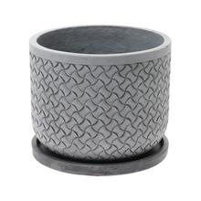 J93 KVETINÁČ + MISKA CHOCOLATE ŠEDÁ 44H36CM XL - Mrazuvzdorná | FLORASYSTEM