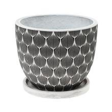 J64 KVETINÁČ + MISKA OKRÚHLY JILL BIELA 37H30,3CM L - Mrazuvzdorná | FLORASYSTEM