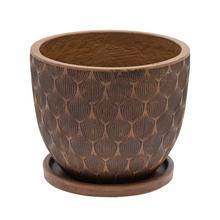 J63 KVETINÁČ + MISKA OKRÚHLY JILL HNEDÁ 44H36CM XL - Mrazuvzdorná | FLORASYSTEM