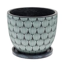 J65 KVETINÁČ + MISKA OKRÚHLY JILL ZEL./ČIERNA 37H30,3CM L - Mrazuvzdorná | FLORASYSTEM