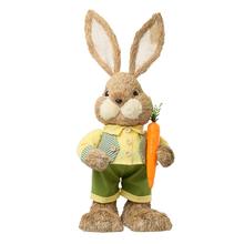 ZAJAC S MRKVOU SLAMA 29x22x62CM ŽLTOZELENÝ - Slaměné dekorace | FLORASYSTEM