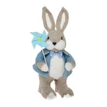 ZAJAC S VRTUĽKOU SLAMA 15x16x38CM MODRÝ - Slaměné dekorace | FLORASYSTEM