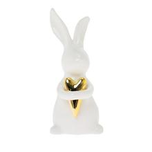 ZAJAC SO SRDCOM DOLOMIT 10,4x8,2x19CM BIELOZLATÝ - FLORASYSTEM