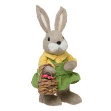 ZAJAČICA S KOŠÍKOM SLAMA 20x16x40CM ZELENOŽLTÁ - Slaměné dekorace | FLORASYSTEM