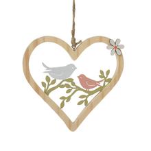 ZÁVES SRDCE VTÁČIKY DREVO 14x1,2x13,5CM NATUR - Srdíčka | FLORASYSTEM