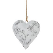 ZÁVES SRDCE KVETY KOV 14x14CM BIELE - FLORASYSTEM