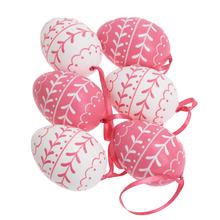 ZÁVES VAJCE PLAST S/6 6CM RUŽOVÁ+BIELA - Plastové vzorované | FLORASYSTEM