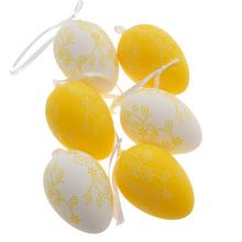 ZÁVES VAJCE PLAST S/6 6CM ŽLTÁ,BIELA - FLORASYSTEM