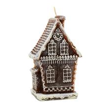 Malý hnedý perníkový domček sviečka.