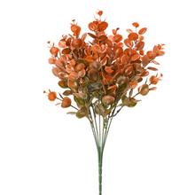 ZELEŇ EUCALYPTUS DROBNÝ ZELENO-ORANŽOVÝ METAL 38cm - Zápich oranžový / červený / hnedý | FLORASYSTEM