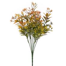 ZELEŇ DROB. LÍSTKY, KVIETKY ZELENO-RUŽOVÝ METAL 37cm - Zápich oranžový / červený / hnedý | FLORASYSTEM