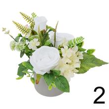 Umelé kvety ruža a hortenzia v črepníku mix