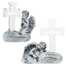 ANJEL S LED KRÍŽOM POLY MIX2 14*9*16CM - Šedé | FLORASYSTEM