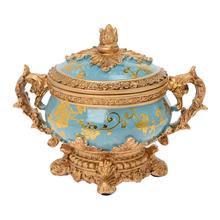 MISA S POKLOPOM VINTAGE POLYREZ. MODRÁ 21*19CM - Nádoby pro suché aranžování | FLORASYSTEM