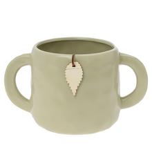 OBAL KERAMIKA S UŠAMI 22x14x12,5CM ZELENÝ - FLORASYSTEM