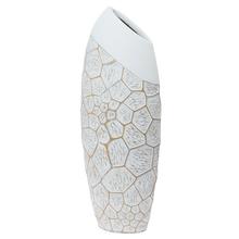 VÁZA POLYREZ L 27x21x66CM BIELOZLATÁ - Nádoby pro suché aranžování | FLORASYSTEM