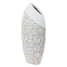 VÁZA POLYREZ M 25x18x50CM BIELOZLATÁ - Nádoby pro suché aranžování | FLORASYSTEM