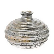 VÁZA GUĽATÁ POLYREZ M 25x25x19CM STRIEBORNÁ - Nádoby pro suché aranžování | FLORASYSTEM