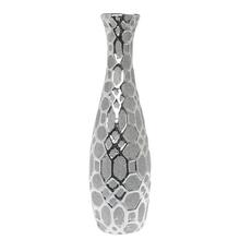 VÁZA KERAMIKA VZOR STRIEBORNÁ LESKLÁ 50CM - Keramika jednobarevná interiérová | FLORASYSTEM