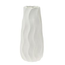 VÁZA VLNKY KERAMIKA 13x13x30CM BIELA - Keramika jednobarevná interiérová | FLORASYSTEM