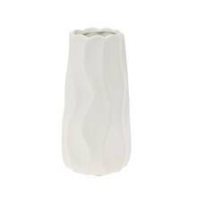 VÁZA VLNKY KERAMIKA 10x10x19CM BIELA - Keramika jednobarevná interiérová | FLORASYSTEM