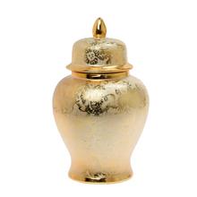 DÓZA NA SUCHÉ ARANŽ.S POKLOPOM KERAM. ZLATÁ 15x15x25CM  - Nádoby pro suché aranžování | FLORASYSTEM