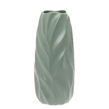 VÁZA VLNKY KERAMIKA 11x12x30CM ZELENÁ - Keramika jednobarevná interiérová | FLORASYSTEM