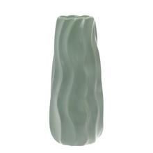 VÁZA VLNKY KERAMIKA 13x13x30CM ZELENÁ - Keramika jednobarevná interiérová | FLORASYSTEM