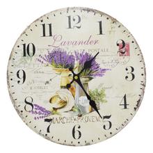 HODINY NÁSTENNÉ MDF DIA 34CM KYTICA LEVANDULÍ - FLORASYSTEM