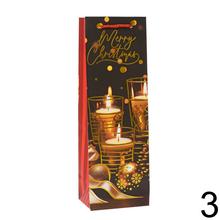 Darčeková taška na víno s vianočným motívom v čiernej farbe.