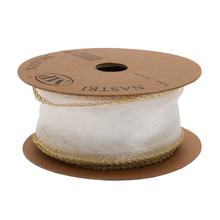 STUHA tyl biela/zlatý lem 4cm/10m 4979G 01 - Vánoční stuhy | FLORASYSTEM