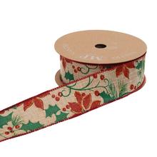 STUHA vian ruža juta 4cm/10m 4273G - Vánoční stuhy | FLORASYSTEM