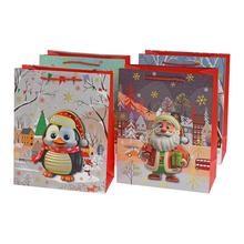 Vianočná darčeková taška s motívom tučniaka a Mikuláša.