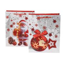 Vianočná darčeková taška s glitrami a motívom Mikuláša.