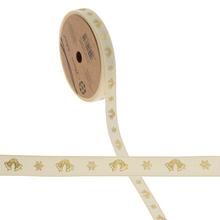 STUHA zvonček 1,2cmx10y krém/zlatá - Vánoční stuhy | FLORASYSTEM