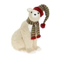 MEDVEĎ KRÉM SEDIACI, ČIAPKA, ŠÁL, POLYST/TEXTIL 41*27*53CM - FLORASYSTEM