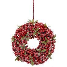 VENIEC ŠÍPKY ČERVENÉ, IMELO 35CM - Věnec vánoční  | FLORASYSTEM