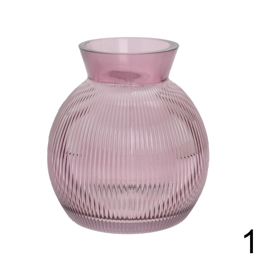 Skleněná váza s pruhovaným designem.