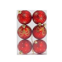 GULE PLAST. ČERVENÉ ORNAMENT MIX S/6 10CM - Plastové vzorované | FLORASYSTEM