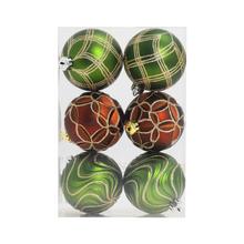 GULE PLAST. ZEL/MED ORAMENT MIX S/6 8CM - Plastové vzorované | FLORASYSTEM