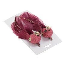 VTÁČIKY MALINOVÉ NA ŠTIPCI S/2 13*3*4,4CM - Klipy a kolíčky | FLORASYSTEM