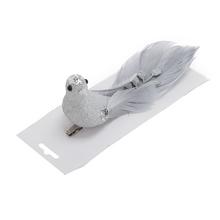 VTÁČIK STRIEBORNÝ NA ŠTIPCI 19*5,5*7CM - Klipy a kolíčky | FLORASYSTEM