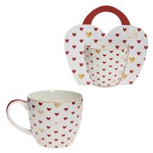 ŠÁLKA červ srdiečka 460ml  - Šálky a keramika | FLORASYSTEM